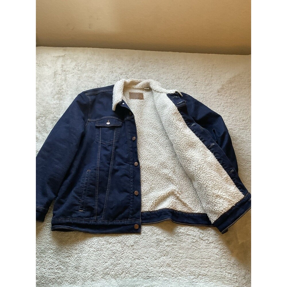 LEVI’S Sherpa Trucker Blue Denim Jacket Snap Front Men’s Size XXL